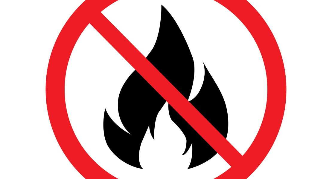 Flame with Red Circle Cross Out